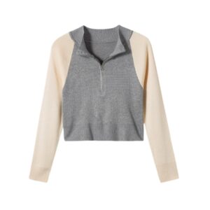 Contrast Half-Zip Long Sleeves