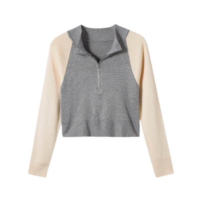 Contrast Half-Zip Long Sleeves