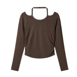 Halter Neck Backless Long Sleeves